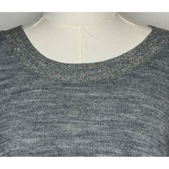 Liz & Me Womens 3X Gray Acrylic Silver Metallic Knit Sweater Top Short Sleeve - Picture 2 of 9